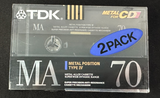 TDK MA70 MA-70X2M Type IV Metal Position Blank Audio Cassette Tape - Sealed! NOS - image 1