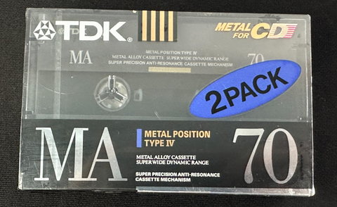 TDK MA70 MA-70X2M Type IV Metal Position Blank Audio Cassette Tape - Sealed! NOS - image 1