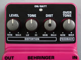 Behringer FD300 Ultra Feedback / Distortion Fuchsia Electric Guitar Effect Pedal