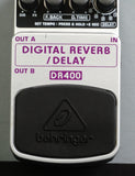 Behringer DR400 Digital Reverb / Delay Silver Electric Guitar Effects Pedal